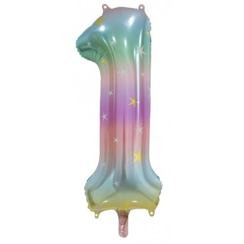Pastel Rainbow Helium Number Balloon