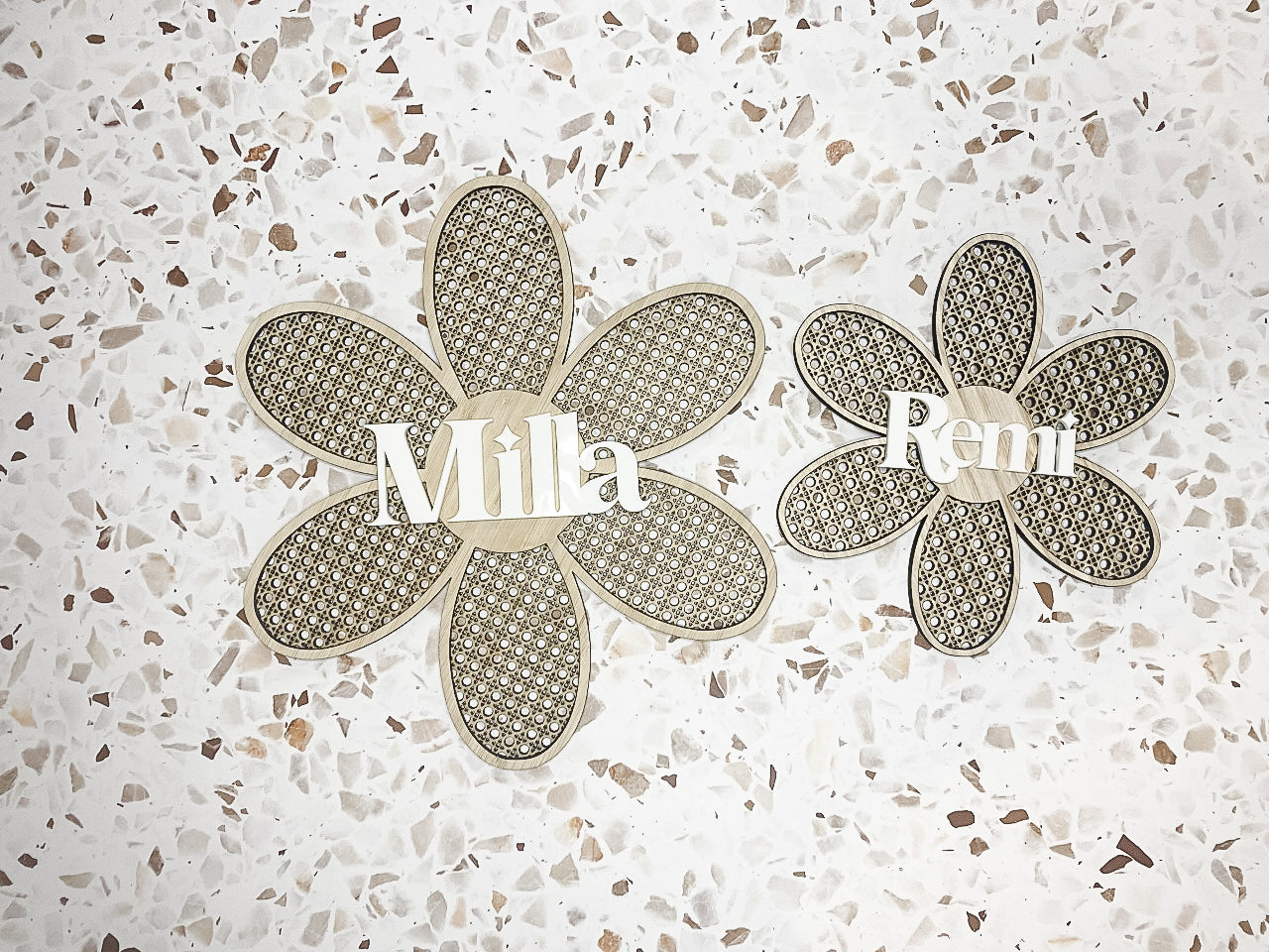 Personalised Rattan Daisy Name Plaque